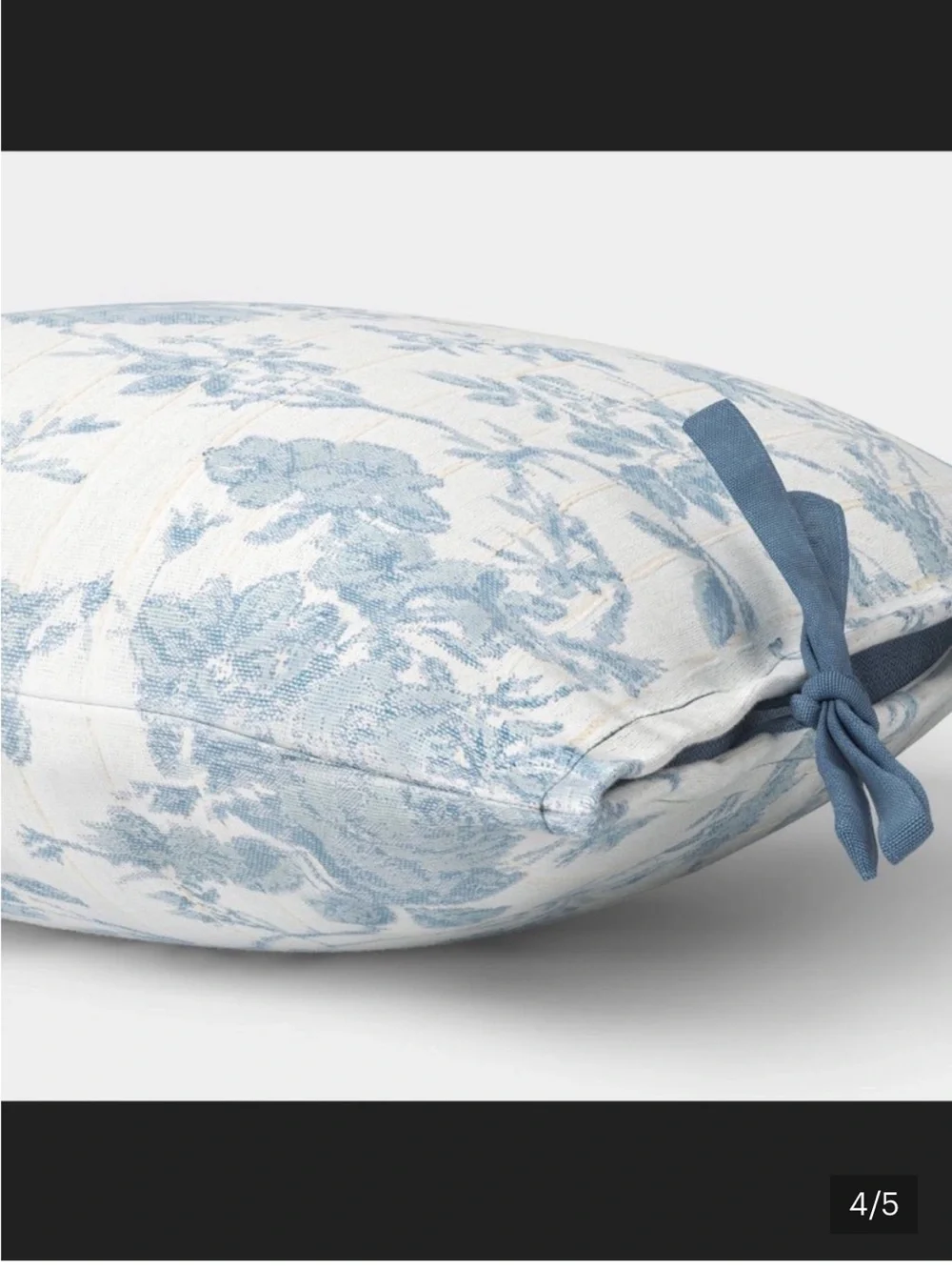 Studio McGee 18” x  18” Woven Stripe Blue Outdoor Pillow with side bows